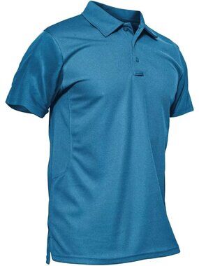 Men Blue Green-short Quick Dry Performance Polo Shirt Short Sleeve Tactical Golf